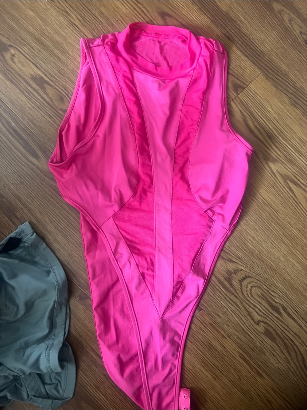 SHEIN Hot Pink High-Cut Sleeveless Bodysuit